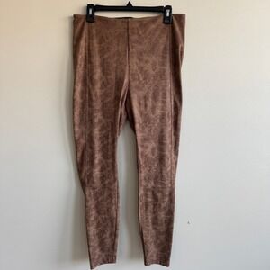 Lysse Brown Faux Suede High Waisted Leggings Women Large Pull On Pants